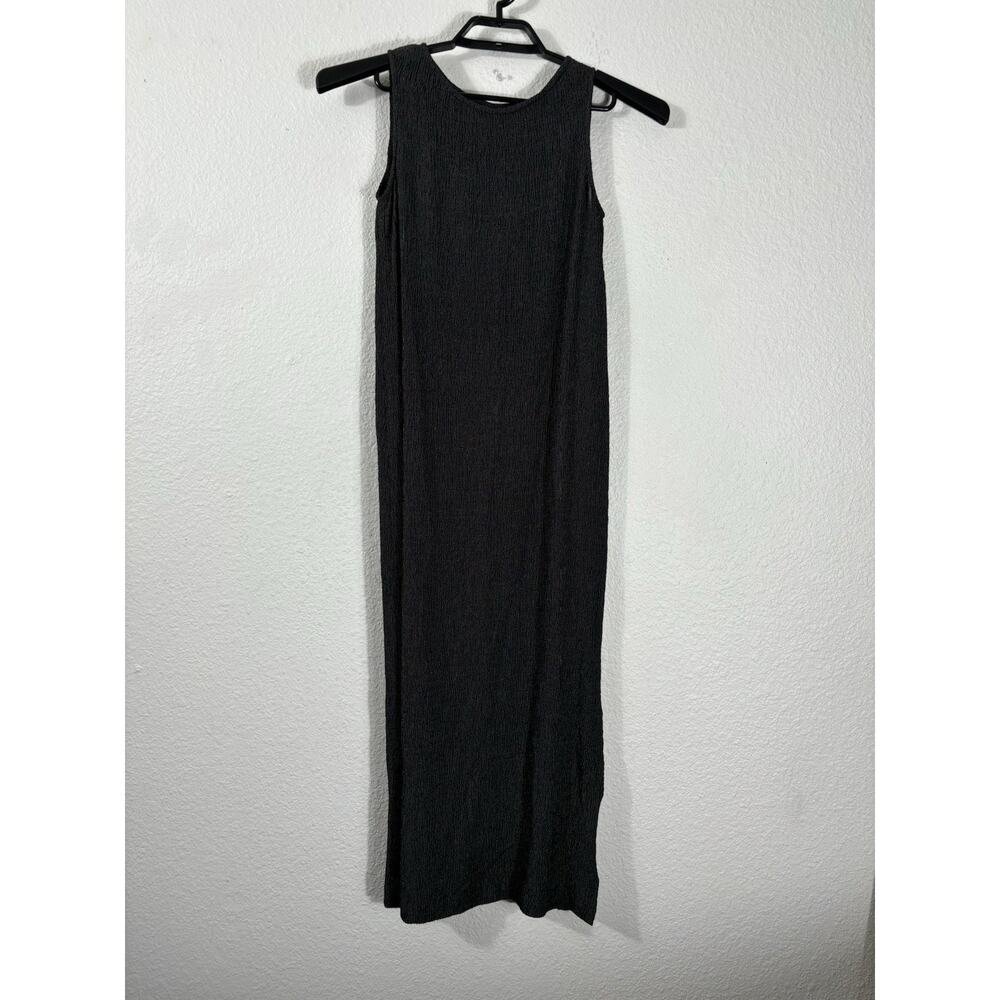 Carmen Marc Valvo Dress Size S Black Striped Midi Sleeveless Viscose Blend